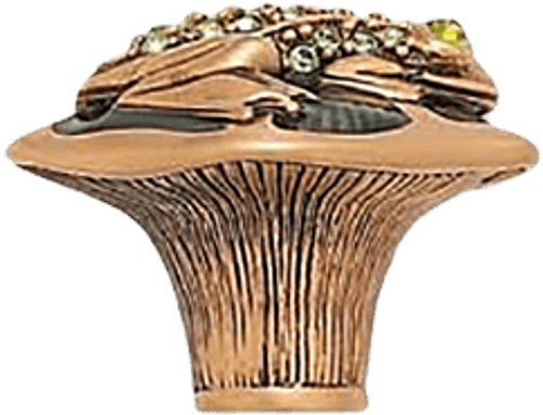 Frog Knob, Watercress With Peridot Crystal With Olivine Eyes Museum Gold Finish 7157/3