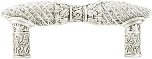 Fontainebleau 3'' cc Pull, Decorated With Swarovski® Clear Crystal, Matte Silver Finish 7671MS