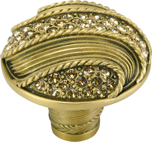 Edgar Berebi Waldorf Knob Decorated With Light Colorado Topaz Swarovski Crystals In Florentine Gold Plate 7737FG