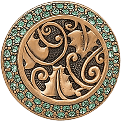 Rookwood Knob, Erinite Green Crystal Museum Gold Finish 7741/3