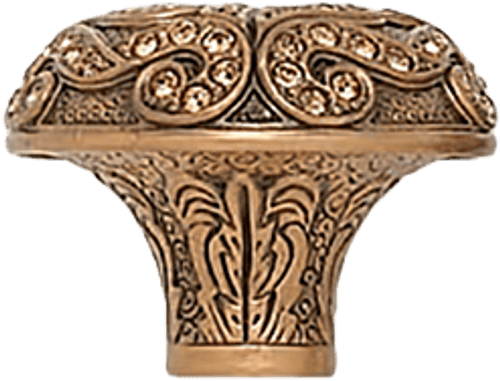 Trescott Knob, Decorated With Swarovski® Lt. Smoke & Lt. Colorado Crystal, Museum Gold 8146/9