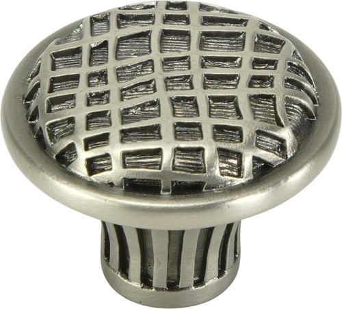 Edgar Berebi Linen Weave Knob In Antique Nickel Plate 8372AN