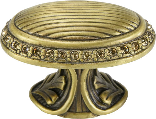 Edgar Berebi Cambridge Oval Knob Decorated With Light Colorado Topaz Swarovski Crystals In Burnished Brass Plate 8560BB
