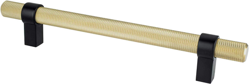 Modern Brushed Gold Bar and Matte Black Posts Pull