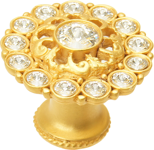 Cache Caché large round multi crystals knob with flared foot with Swarovski Clear Crystals 1203B-8C