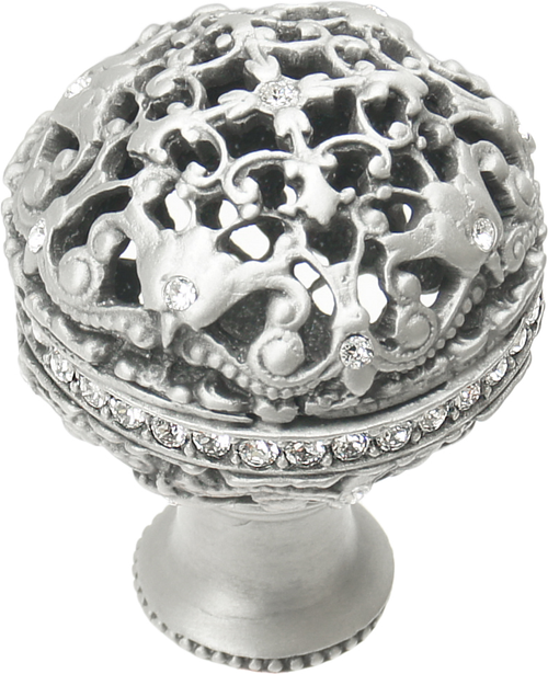 Juliane Grace large knob full round with Swarovski Clear Crystals in Satin. 134-11C