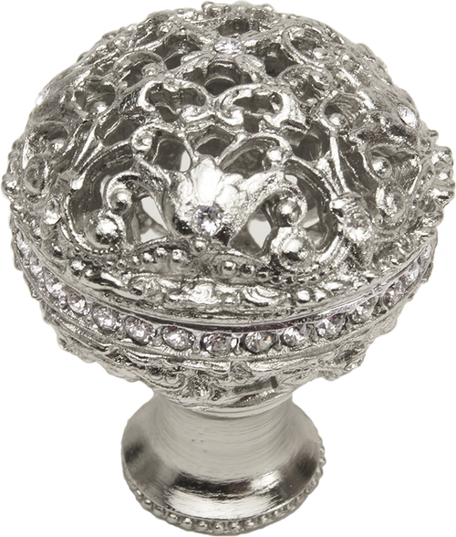 Juliane Grace large knob full round with Swarovski Clear Crystals in Platinum. 134-24C
