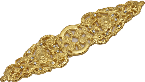 Juliane Grace elongated escutcheon with 18 Swarovski Clear Crystals in Gilded Mercury. 135-8C