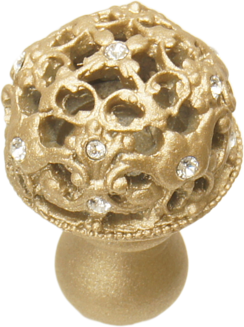 Juliane Grace medium knob full round with 13 Swarovski Clear Crystals in Soft Gold. 139-27C