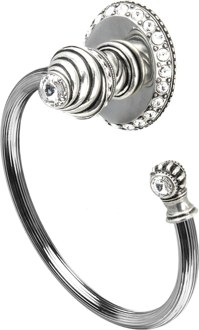 Cache Caché ll large swing towel reeded ring right with 42 rivoli Swarovski Clear Crystals 1848R-9C
