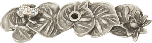 In The Garden Carpe Diem 2582-11CAB Satin Lily pad & frog medium elongated back plate made w/ Swarovski Crystals 2582-11CAB