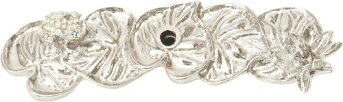 In The Garden Carpe Diem 2582-24CAB Platinum Lily pad & frog medium elongated back plate made w/ Swarovski Crystals 2582-24CAB