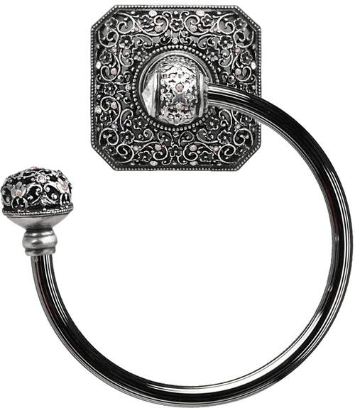 Juliane Grace swing towel reeded ring left with 131 Swarovski Clear & Aurore Boreale Crystals 4058R-9CAB