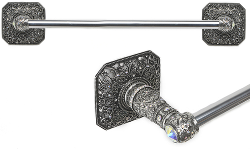 Juliane Grace 36'' cc towel bar with 213 Swarovski Clear & Aurore Boreale Crystals with 5/8'' smooth center 4173-9CAB