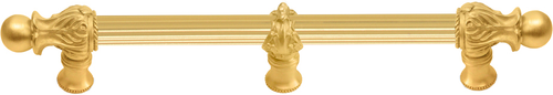Acanthus 9'' cc with 5/8'' reeded center & center brace long pull Romanesque style in Gilded Mercury. 5556R-8