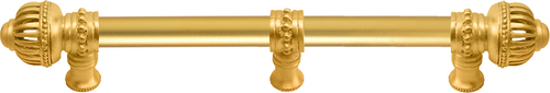 Cricket Cage 6'' cc with 5/8'' smooth center long pull & center brace large finial in Gilded Mercury. 5575-8