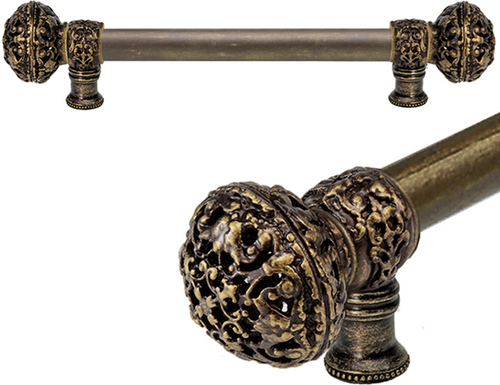 Juliane Grace 6'' cc with 5/8'' smooth center long pull large finial in Antique Brass. 5600-3