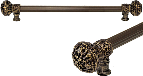 Juliane Grace 22'' cc with 5/8'' reeded center long pull large finial in Antique Brass. 5604R-3