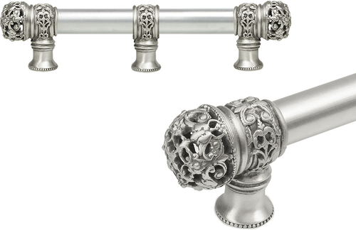Juliane Grace 6'' cc with 5/8'' smooth center long pull & center brace small finial in Satin. 5615-11