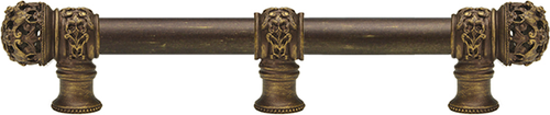 Juliane Grace 9'' cc with 5/8'' smooth center long pull & center brace small finial in Antique Brass. 5616-3