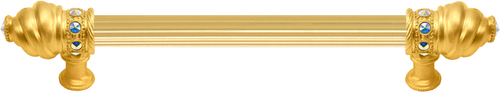 Cache Caché 6'' cc with 5/8'' reeded center long pull with 16 rivoli Swarovski Aurore Boreale Crystals 5670R-8AB