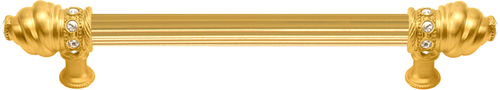 Cache Caché 6'' cc with 5/8'' reeded center long pull with 16 rivoli Swarovski Clear Crystals in Gilded Mercury. 5670R-8C