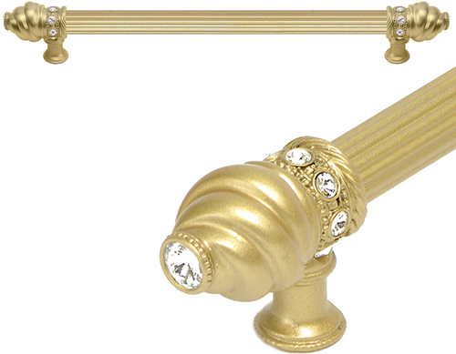 Cache Caché 12'' cc with 5/8'' reeded center long pull with 16 rivoli Swarovski Clear Crystals in Soft Gold 5672R-27C