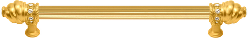 Cache Caché 12'' cc with 5/8'' reeded center long pull with 16 rivoli Swarovski Clear Crystals in Gilded Mercury. 5672R-8C