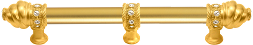 Cache Caché 6'' cc with 5/8'' smooth center long pull & center brace with 16 rivoli Swarovski Clear Crystals in Gilded Mercury. 5675-8C
