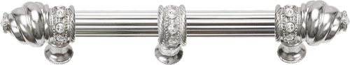 Cache Caché 6'' cc with 5/8'' reeded center long pull & center brace with 16 rivoli Swarovski Clear Crystals in Platinum 5675R-24C