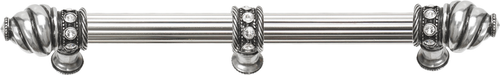Cache Caché 9'' cc with 5/8'' reeded center long pull & center brace with 16 rivoli Swarovski Clear Crystals in Chalice. 5676R-9C