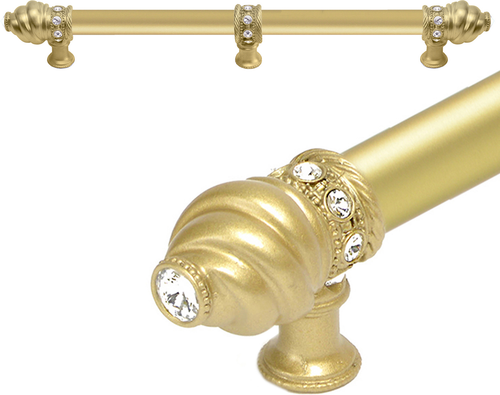 Cache Caché 12'' cc with 5/8'' smooth center long pull & center brace with 16 rivoli Swarovski Clear Crystals in Soft Gold 5677-27C