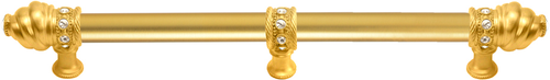 Cache Caché 12'' cc with 5/8'' smooth center long pull & center brace with 16 rivoli Swarovski Clear Crystals in Gilded Mercury. 5677-8C