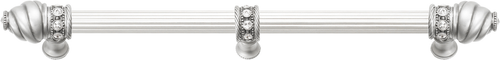 Cache Caché 12'' cc with 5/8'' reeded center long pull & center brace with 16 rivoli Swarovski Clear Crystals in Satin 5677R-11C