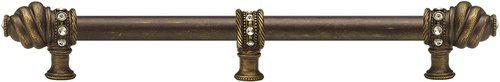 Cache Caché 18'' cc with 5/8'' smooth center long pull & center brace with 16 rivoli Swarovski Clear Crystals in Antique Brass. 5678-3C