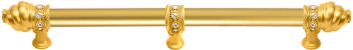 Cache Caché 18'' cc with 5/8'' smooth center long pull & center brace with 16 rivoli Swarovski Clear Crystals in Gilded Mercury. 5678-8C