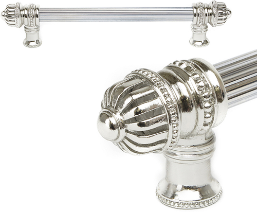 Cricket Cage 9'' cc with 5/8'' reeded center long pull large finial in Platinum. 5681R-24