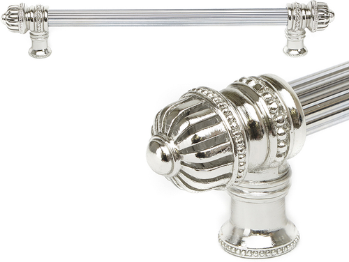 Cricket Cage 12'' cc with 5/8'' reeded center long pull large finial in Platinum. 5682R-24