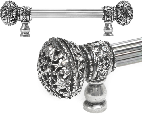 Juliane Grace 6'' cc with 5/8'' reeded center long pull large finial with Clear Swarovski crystals in Chalice. 5690R-9C