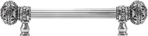 Juliane Grace 6'' cc with 5/8'' reeded center long pull large finial w/ 56 Swarovski Clear & Aurore Boreale Crystals 5690R-9CAB