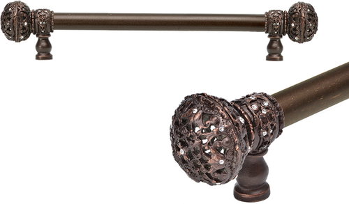 Juliane Grace 9'' cc with 5/8'' smooth center long pull large finial w/ 56 Swarovski Clear Crystals 5691-22C