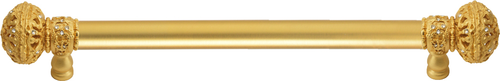 Juliane Grace 9'' cc with 5/8'' smooth center long pull large finial with Clear Swarovski crystals in Gilded Mercury. 5691-8C