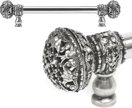Juliane Grace 9'' cc with 5/8'' smooth center long pull large finial with Clear Swarovski crystals in Chalice. 5691-9C