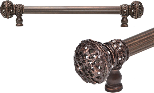 Juliane Grace 9'' cc with 5/8'' reeded center long pull large finial w/ 56 Swarovski Clear Crystals 5691R-22C