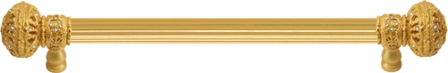 Juliane Grace 9'' cc with 5/8'' reeded center long pull large finial with Clear Swarovski crystals in Gilded Mercury. 5691R-8C