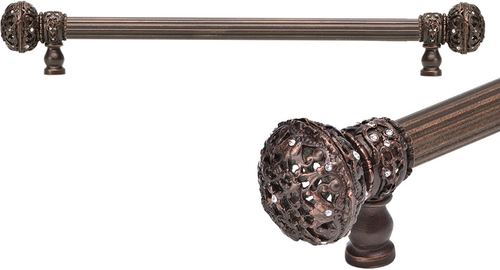 Juliane Grace 12'' ccwith 5/8'' reeded center long pull large finial w/ 56 Swarovski Clear Crystals 5692R-22C