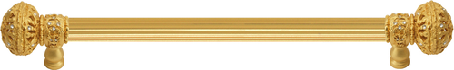 Juliane Grace 12'' cc with 5/8'' reeded center long pull large finial with Clear Swarovski crystals in Gilded Mercury. 5692R-8C