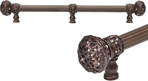 Juliane Grace 12'' ccwith 5/8'' reeded center long pull large finial w/ 65 Swarovski Clear Crystals with center brace 5697R-22C