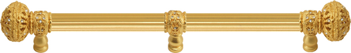 Juliane Grace 18'' cc with 5/8'' reeded center long pull & center brace large finial with Clear Swarovski crystals in Gilded Mercury. 5698R-8C