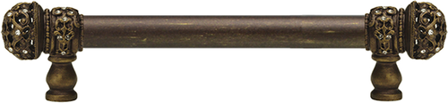 Juliane Grace 6'' cc with 5/8'' smooth center long pull small finial with clear Swarovski crystals in Antique Brass. 5700-3C